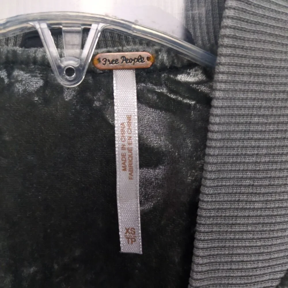 Free People Gray Velvet Bomber Jacket - Picture 4 of 6